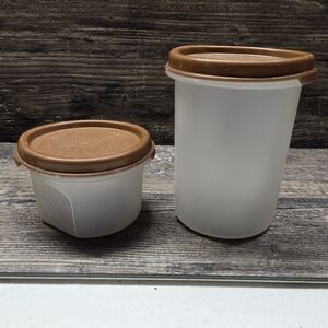 Vintage Tupperware Modular Mates Round 1605 1606 ‎ With Lids Brown Lot 2